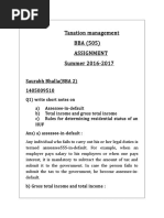 Taxation Management BBA (505) Assignment Summer 2016-2017