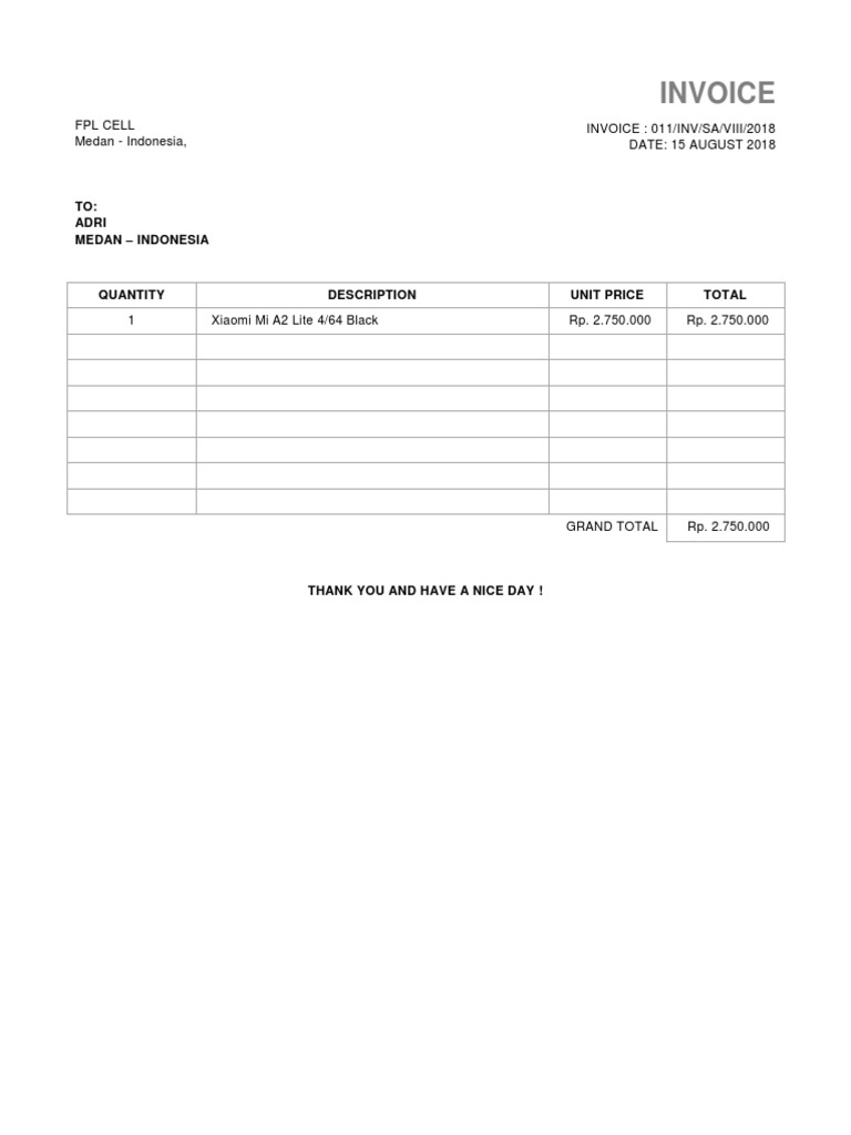 Invoice for Xiaomi Mi A2 Lite Purchase | PDF