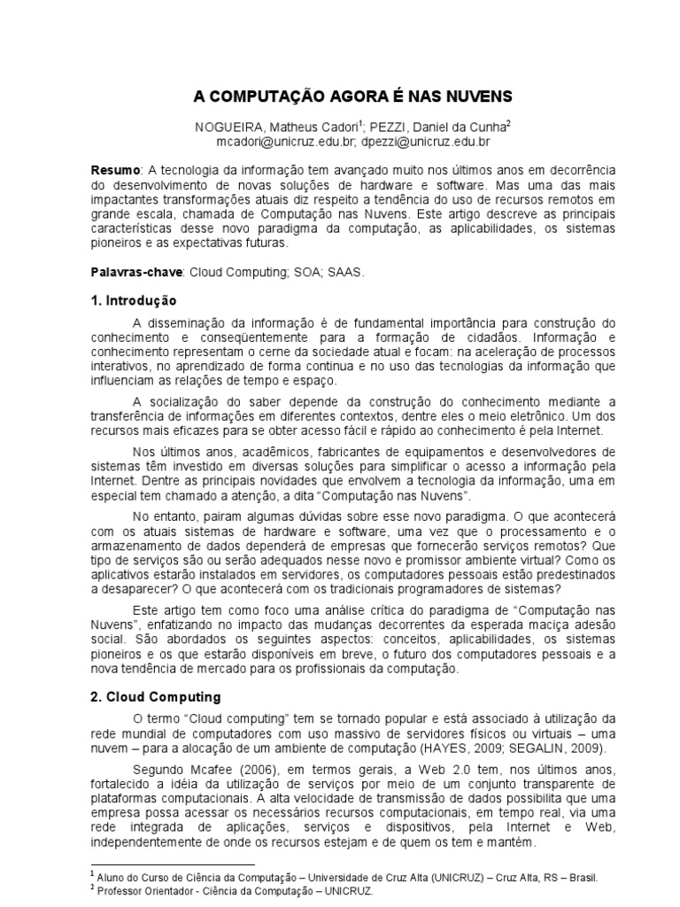 Cloud Computing | PDF | Plataforma como serviço | Computação em nuvem