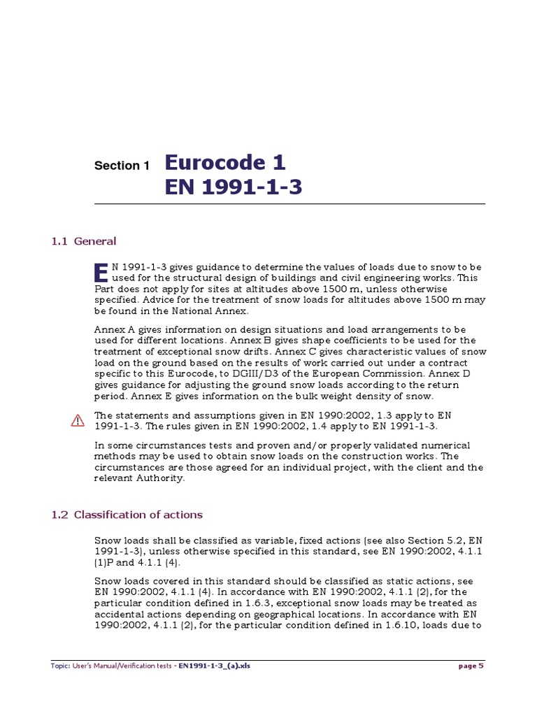 Eurocode 1 EN 1991-1-3: Section 1 | PDF