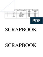Scrapbook: Quantity Unit Item/Description Unit Price Estimated Price