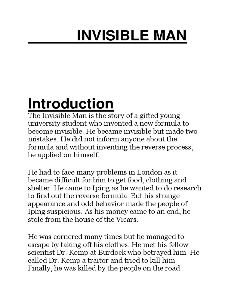 Invisible Man Chapter Wise27082018092062-1 | PDF | The Invisible Man