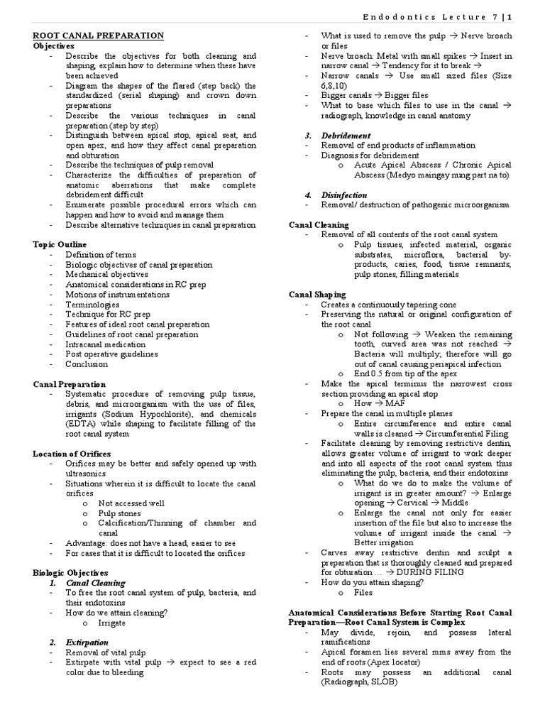 Root Canal Preparation Guide | PDF | Mouth | Nature