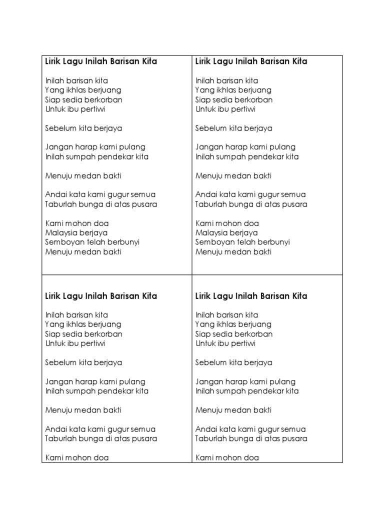 Lirik Lagu Inilah Barisan Kita Pdf