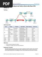 8.4.1.2 Packet Tracer - Configure and Verify A Site-To-Site IPsec VPN Using CLI