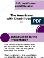 The Americans With Disabilities Act: EDS 513: Legal Issues in Special Education
