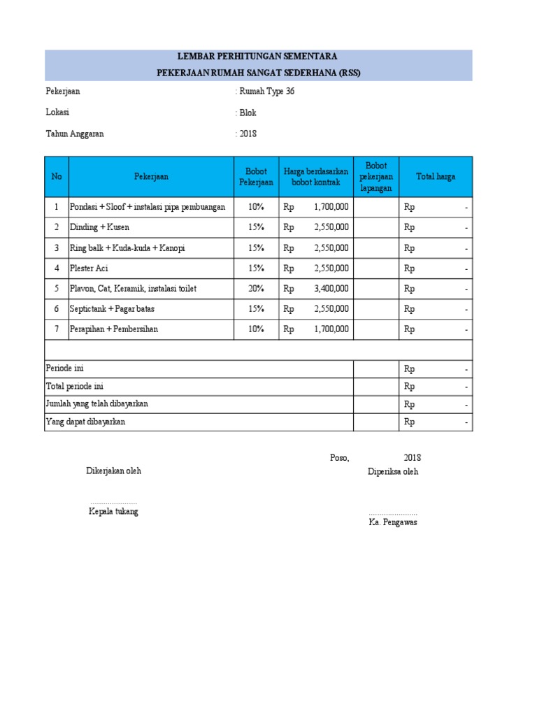 Tabel Opname Pekerjaan PDF | PDF