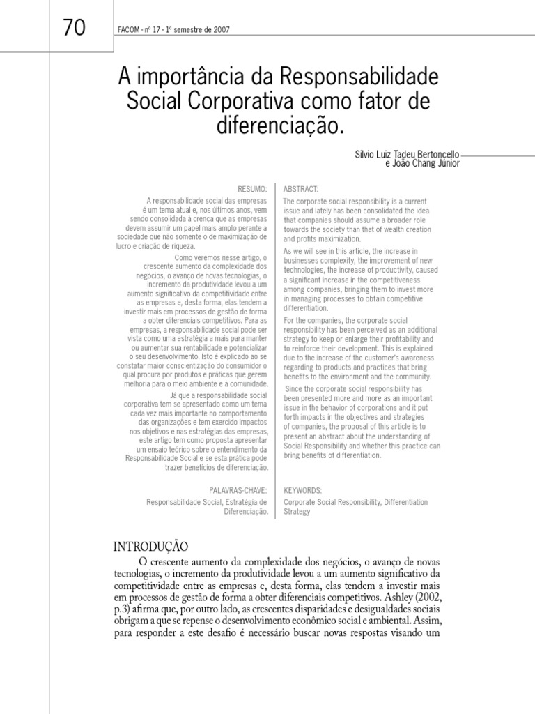 A Importância Da Responsabilidade Social Corporativa PDF | PDF ...