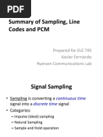 Summary of Sampling, Line Codes and PCM: Prepared For ELE 745 Xavier Fernando Ryerson Communications Lab