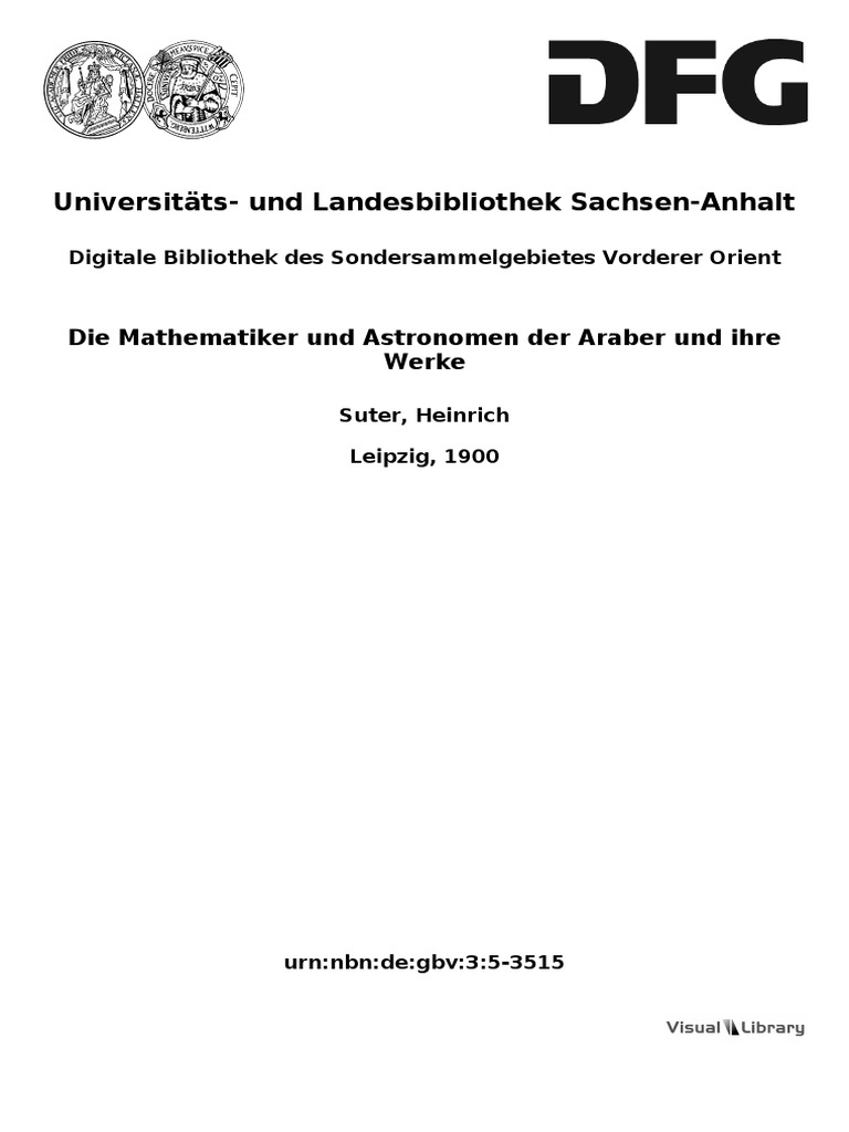 Die Mathematiker Und Astronomen Der Araber Und Ihre Werke Pdf
