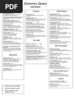 Doppio Zero SF Dinner Menu