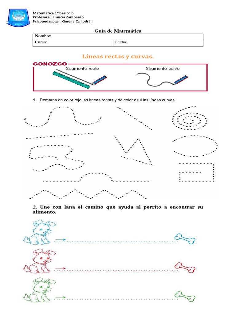 Actividades de Líneas para 1° Básico | PDF | Enseñanza de matemática