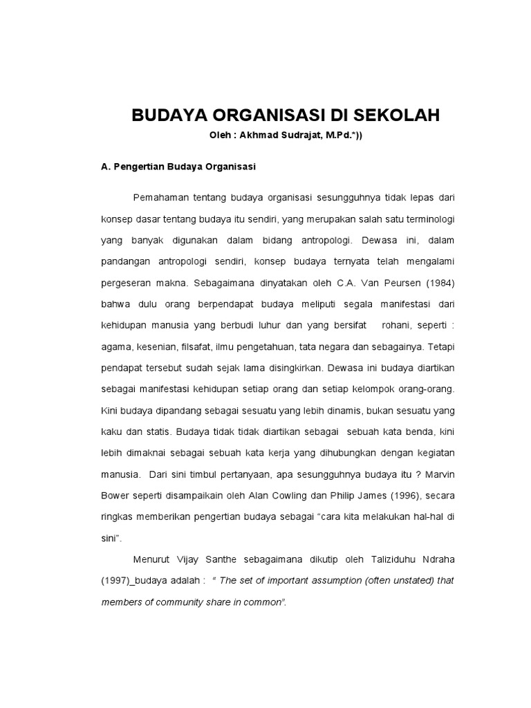 Budaya Organisasi Di Sekolah