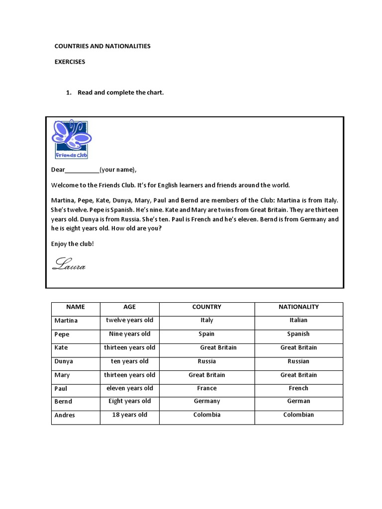 Countries and Nationalities Exercises and Key | PDF | Languages Of ...
