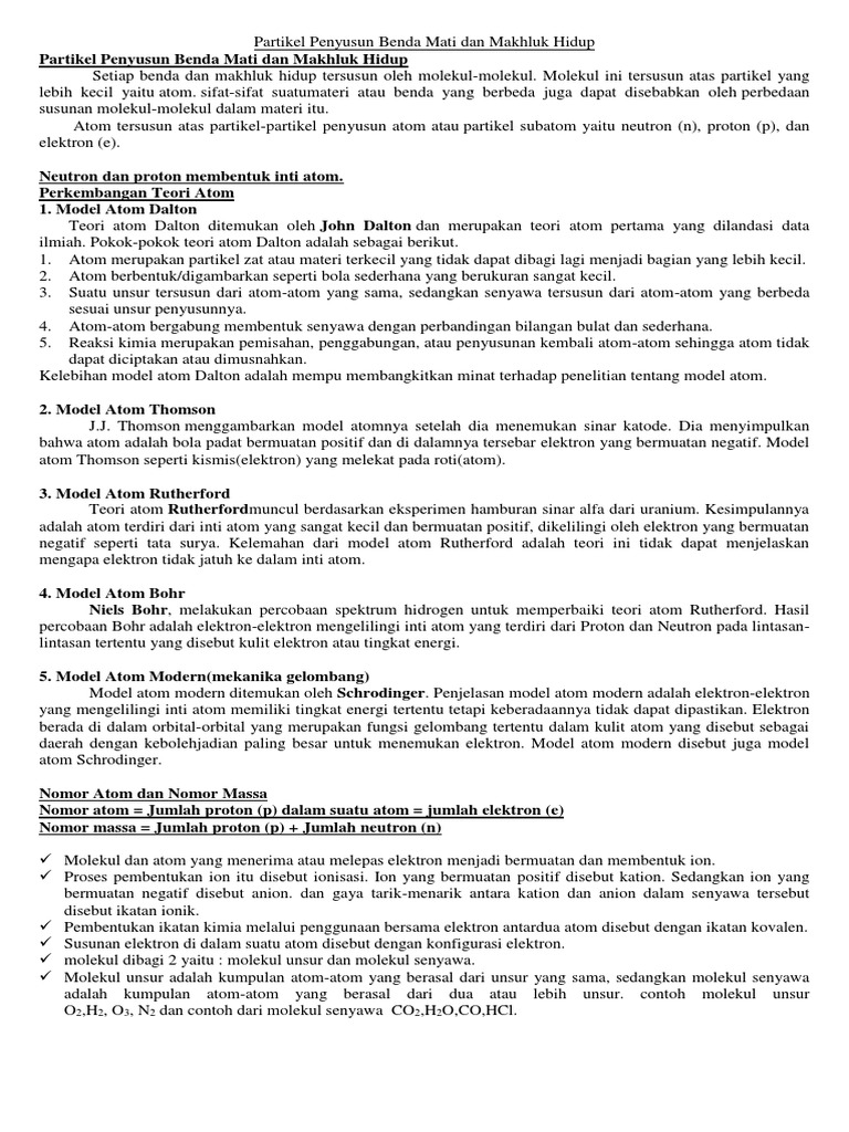 Partikel Penyusun Atom Yang Bermuatan Negatif Disebut