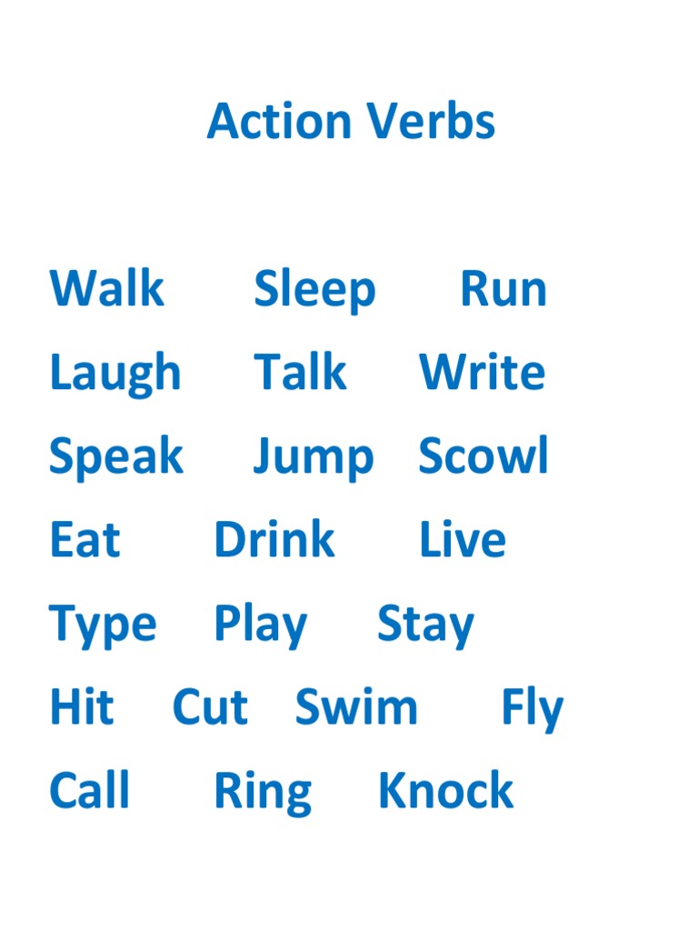 Action Verbs List | PDF | Language Arts & Discipline | Art