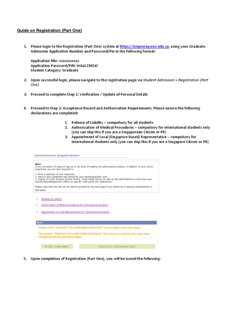 NUS Registration Guide: Part One | PDF | Business