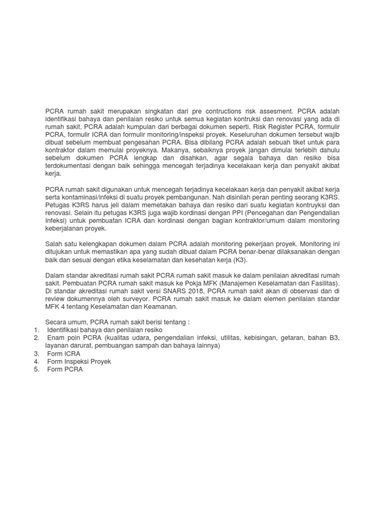 Pentingnya PCRA di Rumah Sakit | PDF | Teknologi & Rekayasa