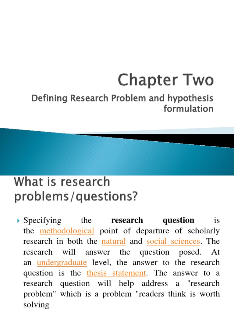 Defining Research Problem and Hypothesis Formulation PDF Hypothesis