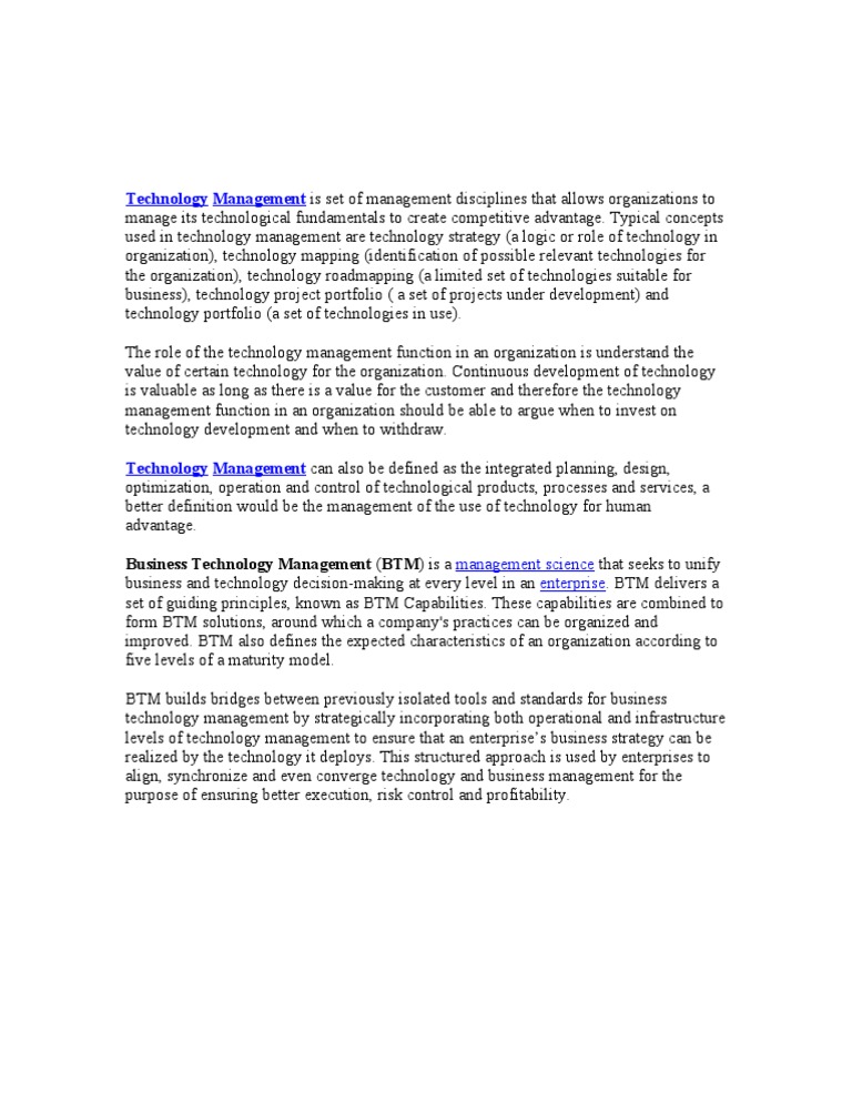 Understanding Technology Management Strategies | PDF | Strategic ...