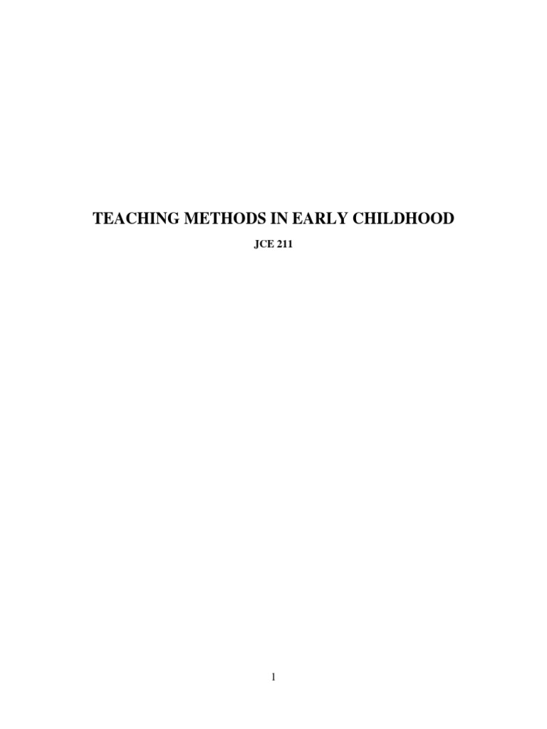 Teaching Methods in Early Childhood PDF Early Childhood Education Preschool