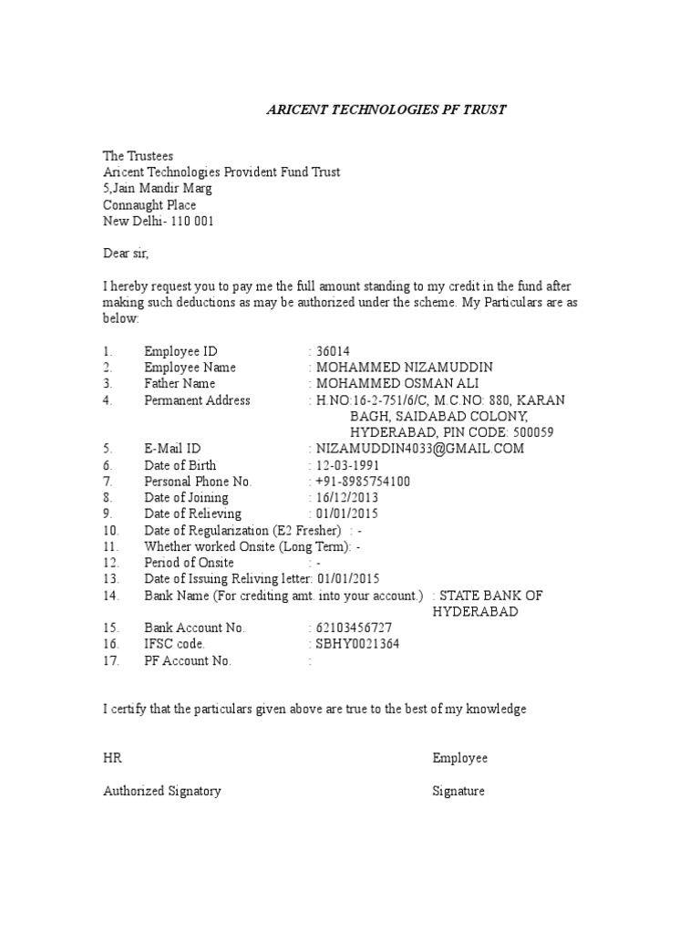 Maximum Pf Withdrawal Request