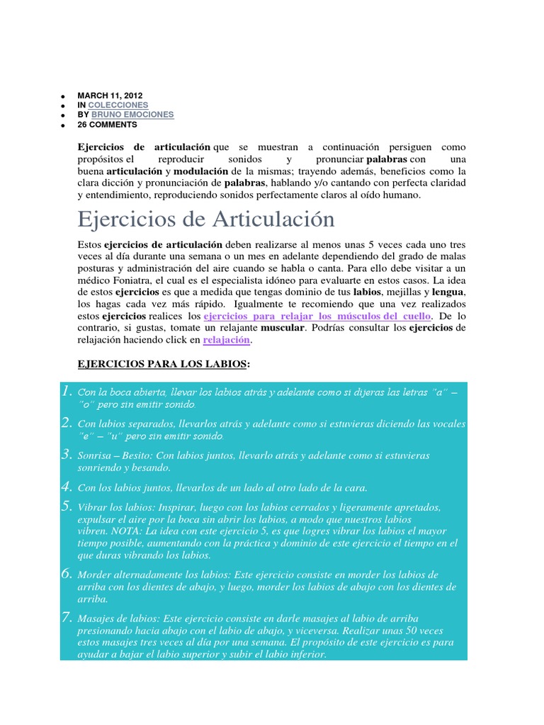 Ejercicios de Articulación para Voz Clara | PDF | Vocal | Naturaleza