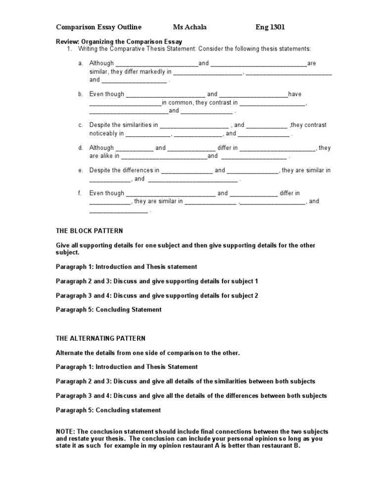 Comparative essay isu outline 03 image