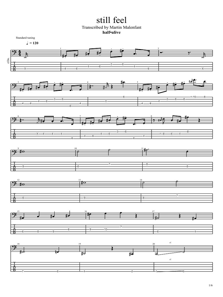 Half Alive Still Feel Bass Tab Pdf