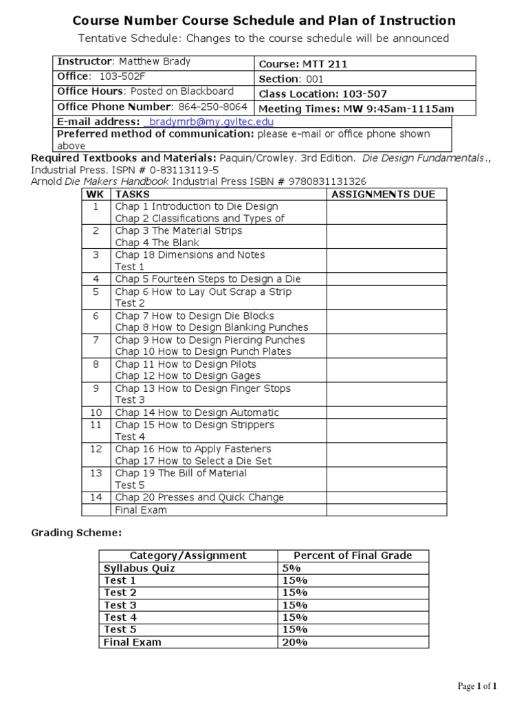 Tentative Schedule: Changes To The Course Schedule Will Be Announced ...