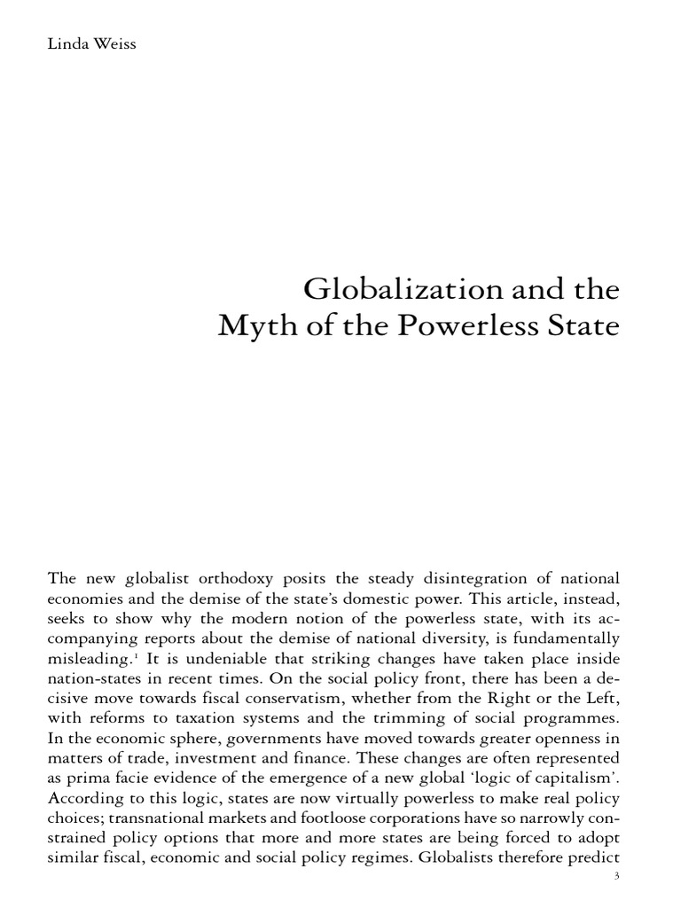 Globalization and State Power Dynamics | PDF | Foreign Direct ...