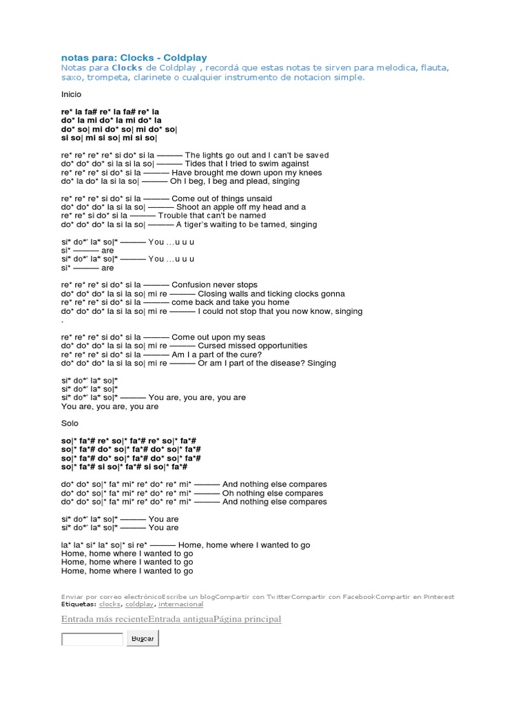 Notas Para Clocks Coldplay PDF