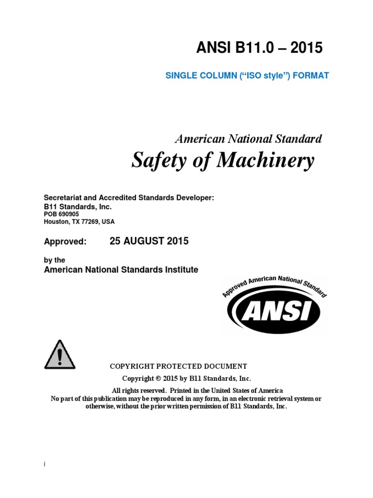 Safety Of Machinery Ansi B11 0 2015 Pdf Risk Management Risk
