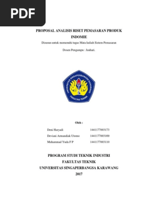 Proposal Analisis Riset Pemasaran Produk Indomie