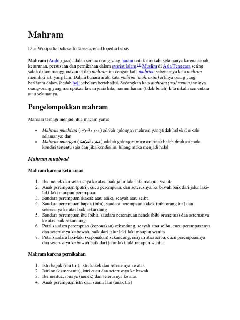 Pengertian dan Jenis-Jenis Mahram | PDF