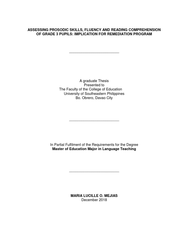 Assessing Prosodic Skills in Grade 3 Reading | PDF | Reading ...