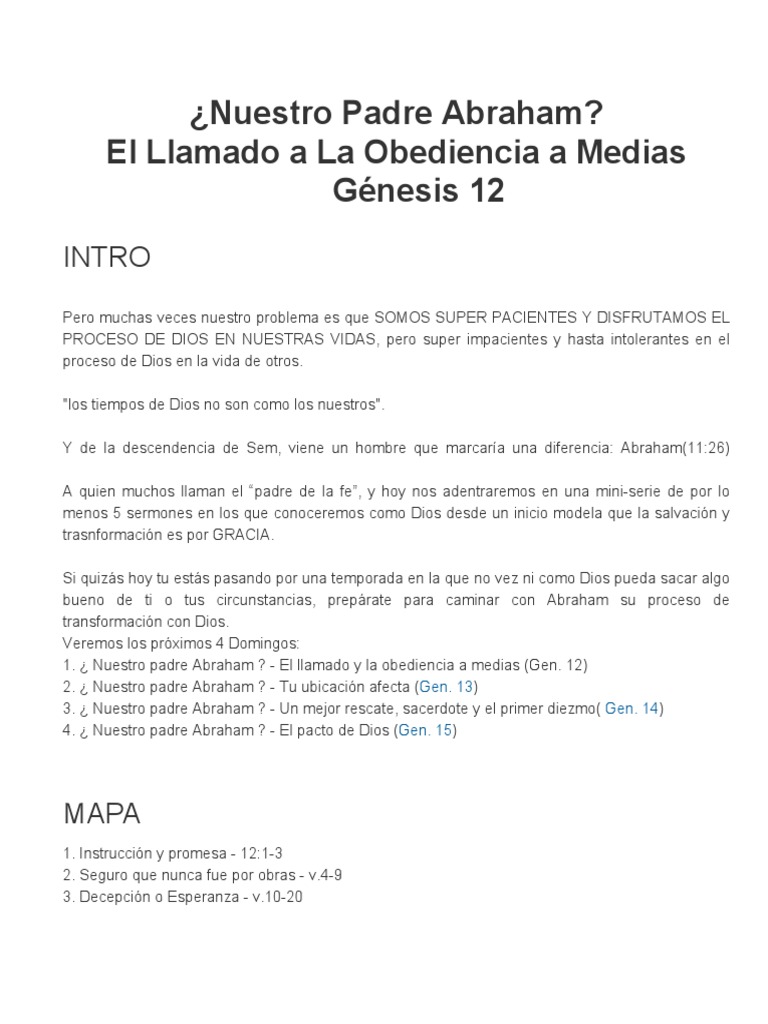 Llamado y Obediencia de Abraham | PDF | Abrahán | Fe