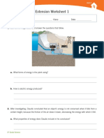 Unit 3 Extension Worksheet 1 - Energy Forms & Conservation