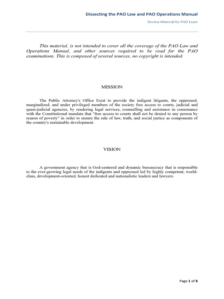 Dissecting The Pao Law and Pao Operations Manual PDF PDF Lawyer