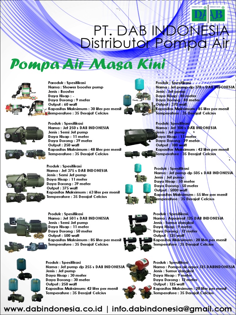 Pompa Air Katalog Produk Dabindonesia PDF | PDF