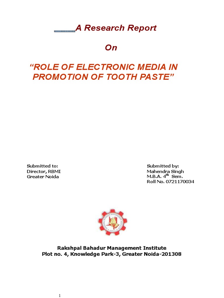Electronic Media's Impact on Toothpaste Marketing | PDF | Oral Hygiene ...