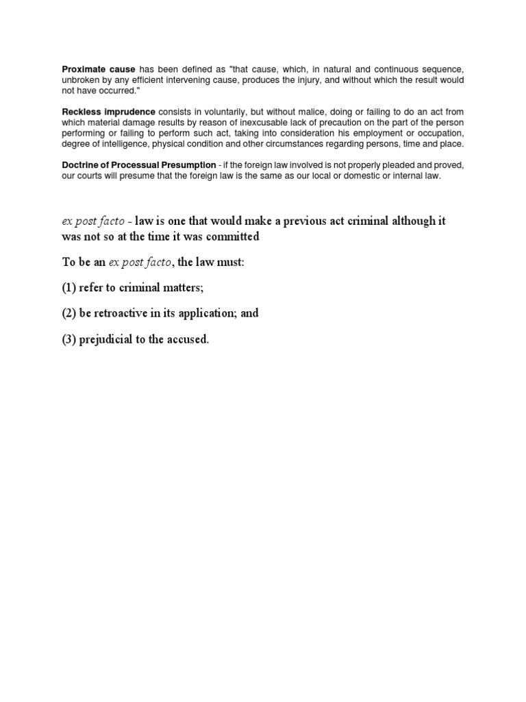Legal Concepts: Proximate Cause & Reckless Imprudence | PDF