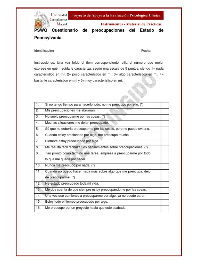 PSWQ P | PDF