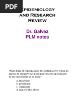 Epidemiology and Research Review: Dr. Galvez PLM Notes