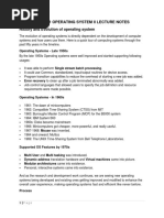 Com 321 Operating System Ii Lecture Notes History and Evolution of Operating System