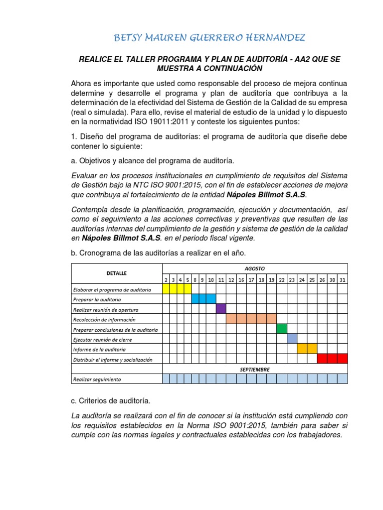 Auditoria | PDF | Sistema de manejo de calidad | Auditoría