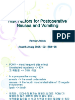 Risk Factors For Postoperative Nausea and Vomiting