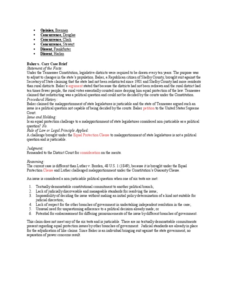 Baker Pdf Baker V Carr Constitutional Law