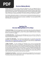 Decision Making Models: Example of A Decision Matrix Sample SWOT Analysis