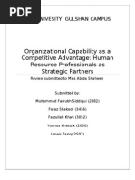 Organizational Capability As A Competitive Advantage: Human Resource Professionals As Strategic Partners